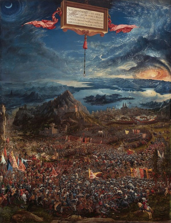 Painting titled "The Battle of Alexander at Issus" by Albrecht Altdorfer