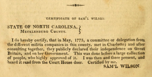 Historical document titled "Certificate of Sam'l Wilson" with printed black text on yellowed paper.