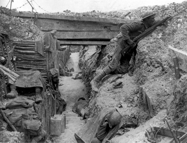 Image: Photo of a British trench during the Battle of the Somme taken by John Warwick Brooke, 1916. From the Wikimedia Commons.