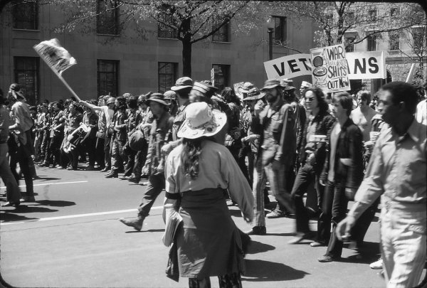 Image: Photo of 1971 protest against the Vietnam War in Washington, D.C., taken by Leena Krohn. From the Wikimedia Commons.