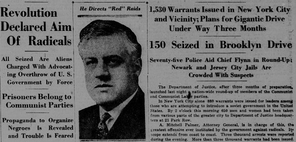 Section of the front page of the New York Tribune on January 3, 1920