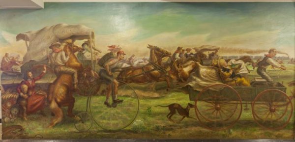 painting of Oklahoma Land Rush