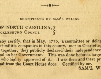 Historical document titled "Certificate of Sam'l Wilson" with printed black text on yellowed paper.